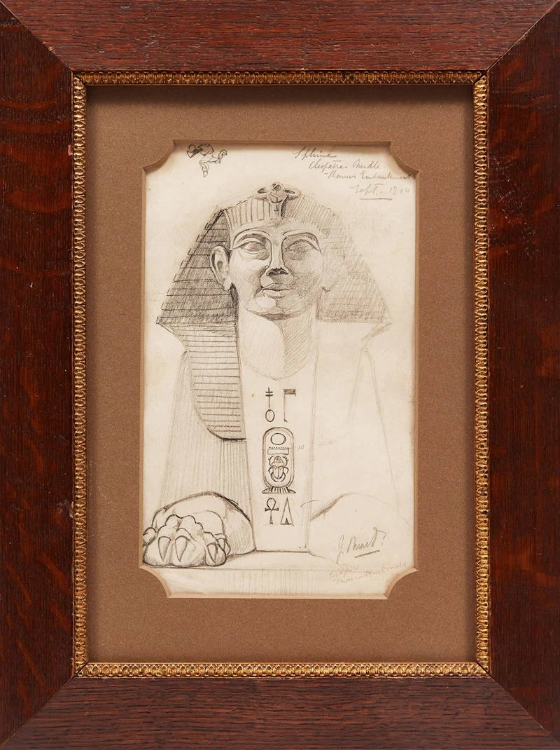 James Edward Hervey MacDonald, Sphinx, Cleopatra’s Needle, Thames Embankment, Left, graphite on sketchbook paper, 1904 - view 2