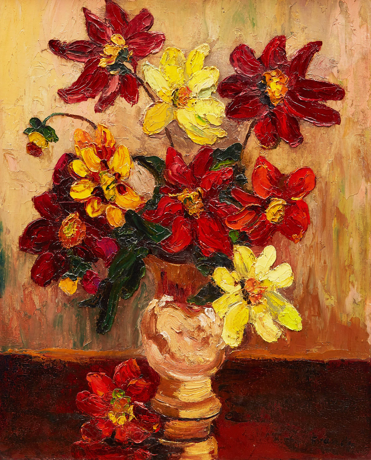 Albert Jacques Franck, Floral Still Life, oil on board