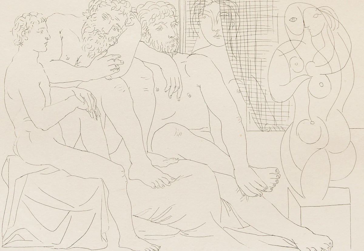 Pablo Picasso, Sculpteurs, modèles et sculpture (Suite Vollard), etching, 1933-39