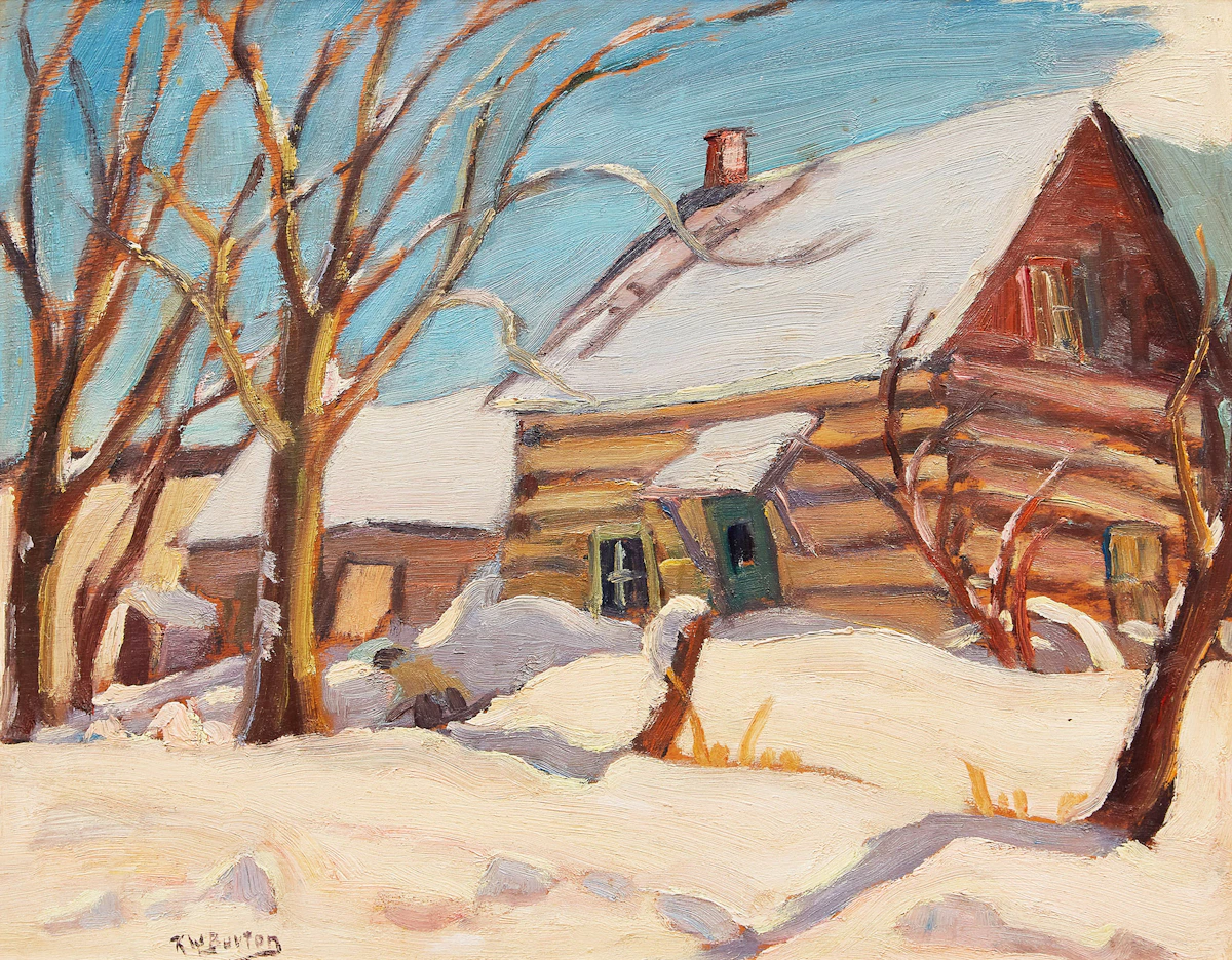 Ralph Wallace Burton, Cabin in Winter; Autumn Landscape, double-sided oil on board