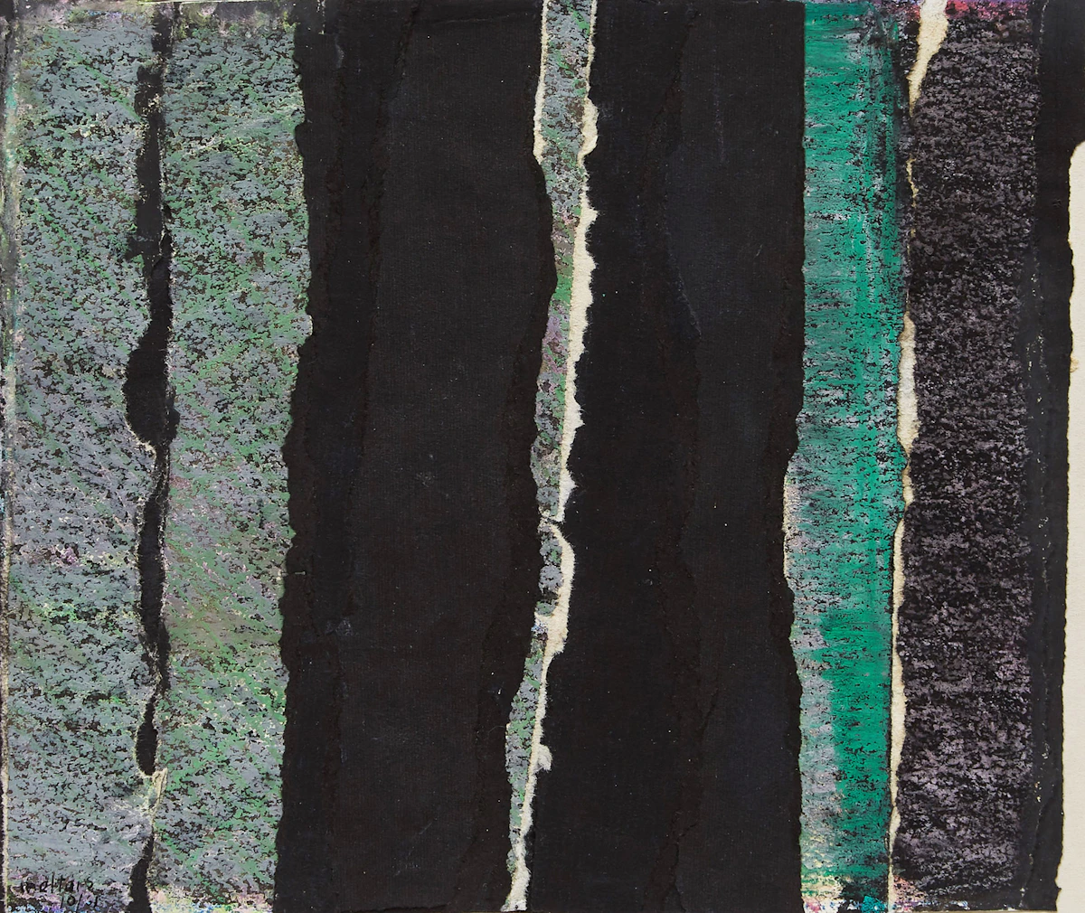 Marcella Maltais, Untitled (Velour), collage on board, 1961