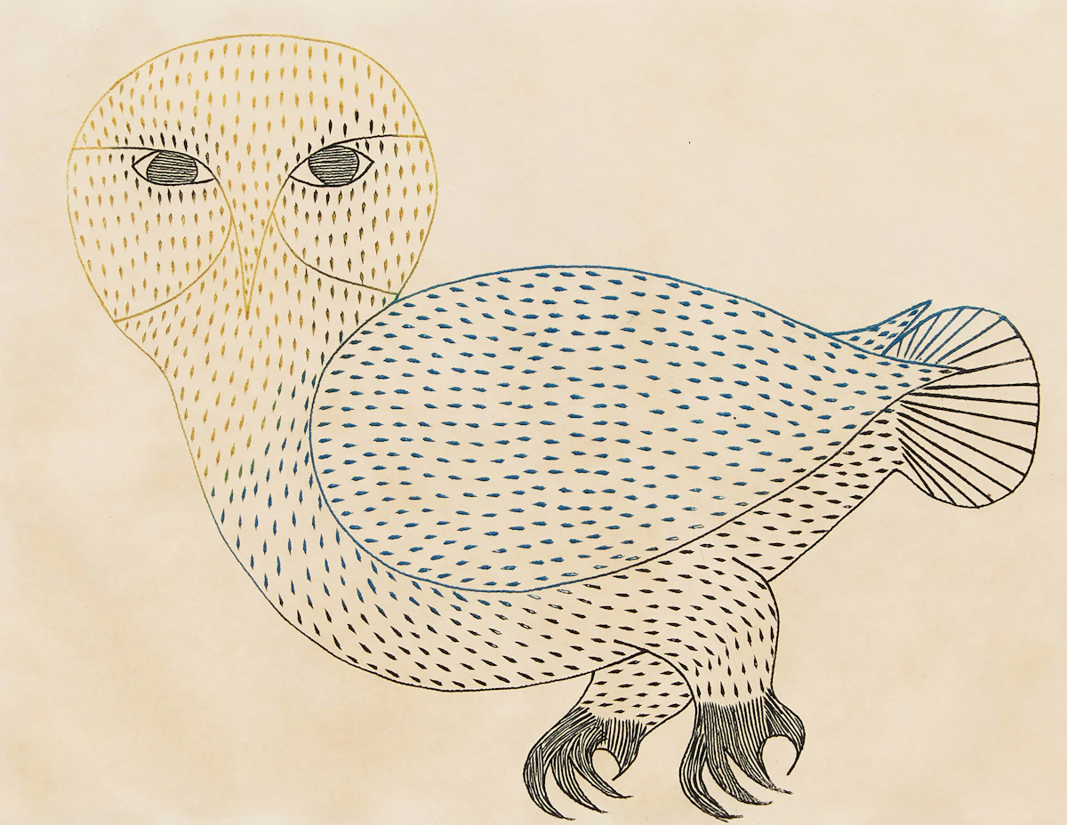 Kenojuak Ashevak, Bright Owl, colour etching, 1967