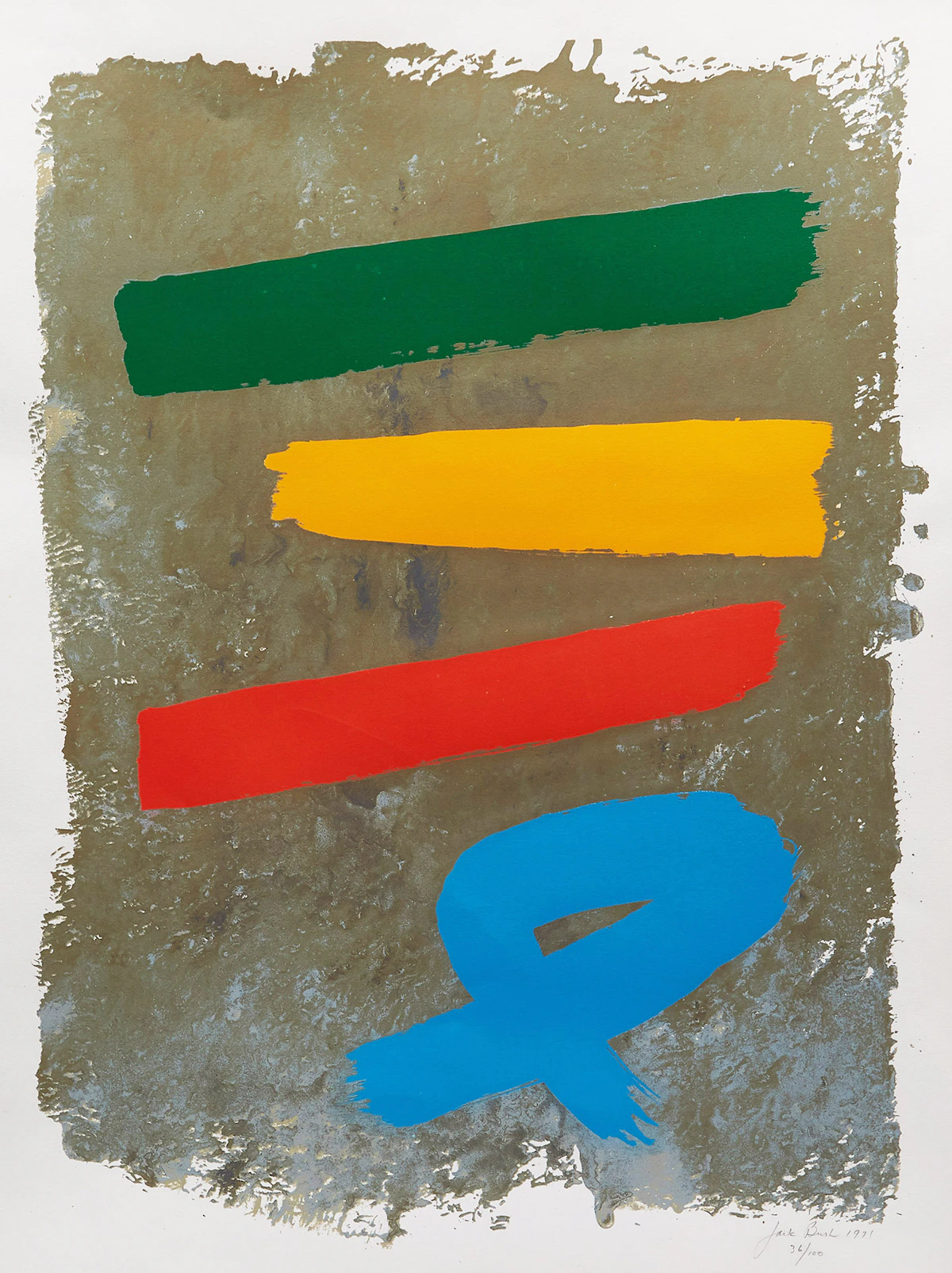 Jack Hamilton Bush, Three and Blue Loop, colour serigraph, 1971