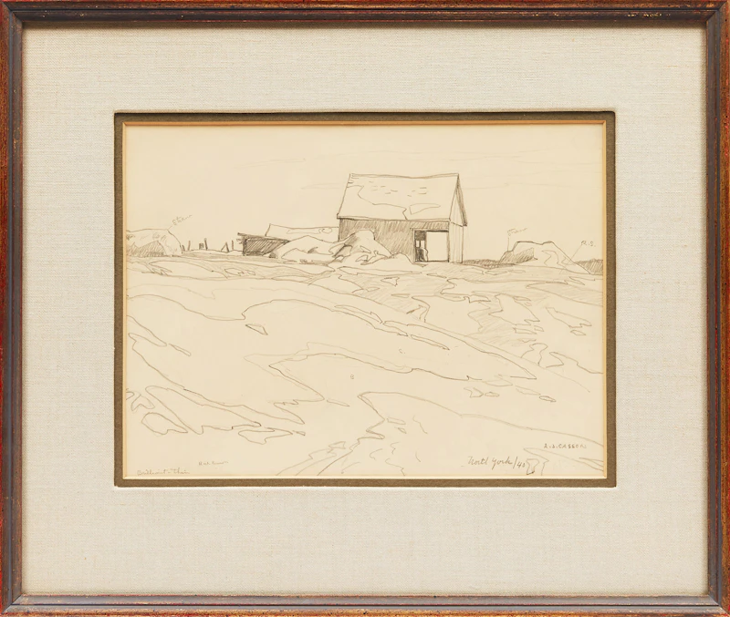 Alfred Joseph Casson, A Barn in North York, pencil sketch, 1940 - view 2