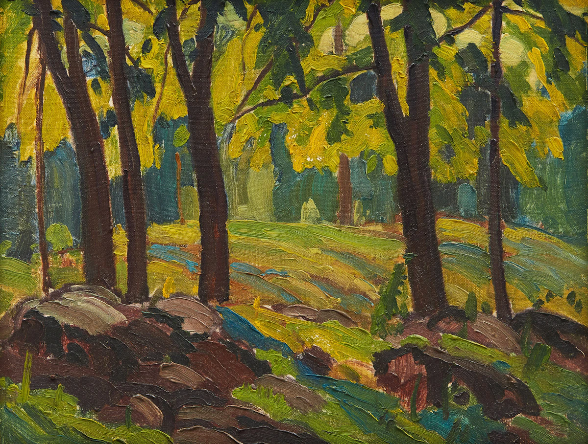 George Henry Griffin, Summer Landscape, oil on board