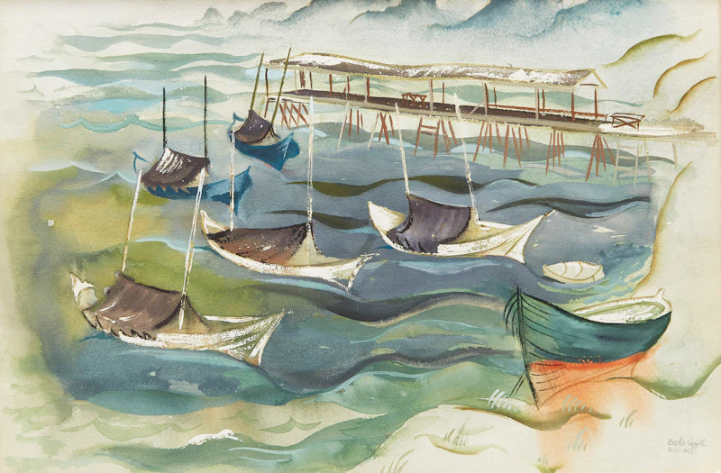 Boats and Wharf, Belle Anse, Gaspé Coast by Bobs Cogill Haworth