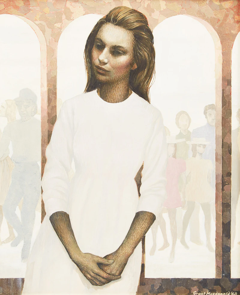 Grant Kenneth MacDonald, Woman in White with Arches, egg tempera on panel
