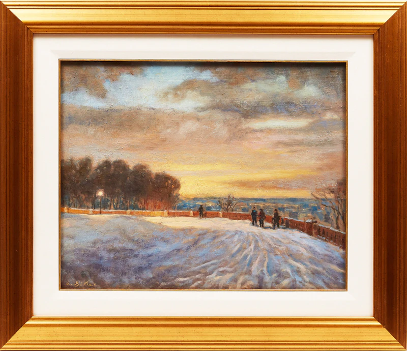 Antoine Bittar, Sunrise, Mount-Royal Lookout, oil on board - view 2