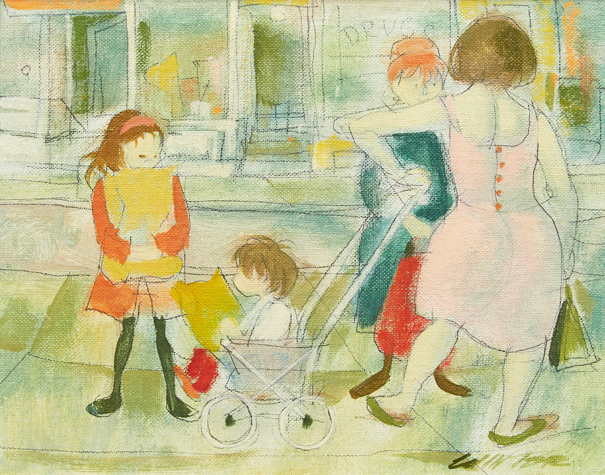 William Arthur Winter, The Shoppers, oil on canvas laid down on board