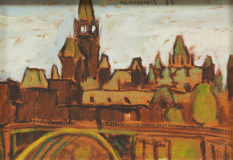 Robert Francis Michael McInnis, Parliament Buildings, Ottawa, oil on board, 1983 - view 2