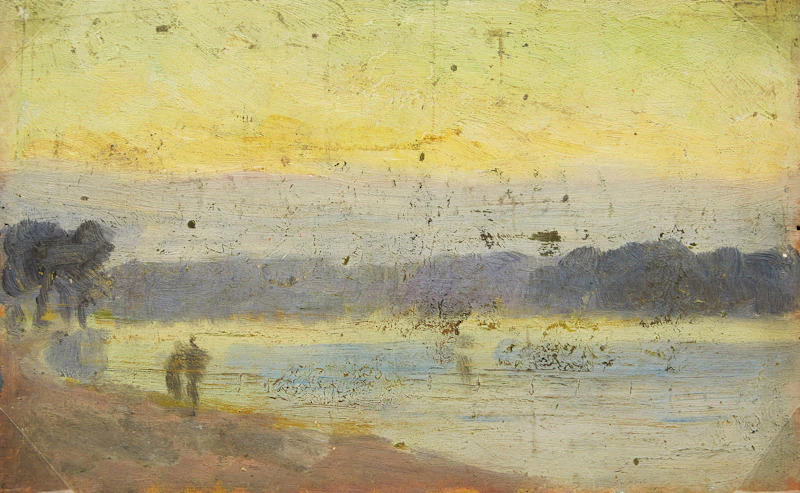 Frederic Marlett Bell-Smith, Shoreline at Dusk, oil on board