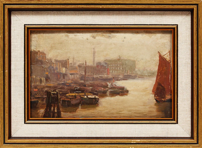 Frederic Marlett Bell-Smith, Shipyard, oil on board - view 2