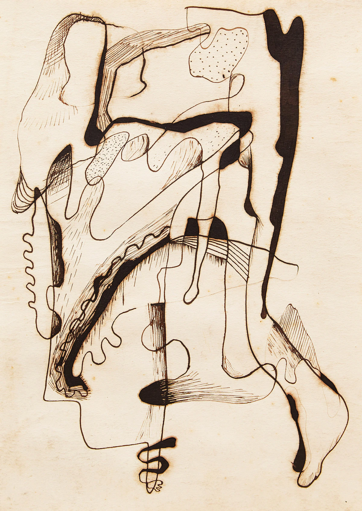 Jean-Paul Mousseau, Sans titre, ink on paper, circa 1947