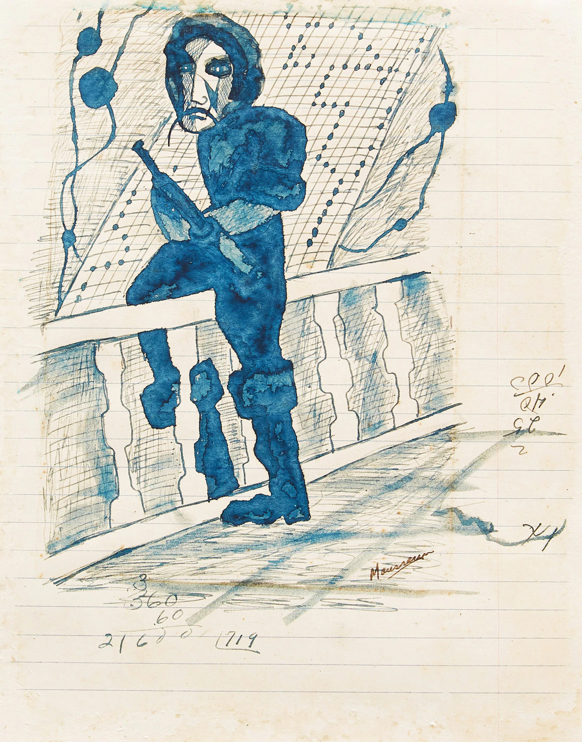 Jean-Paul Mousseau, Sans titre, ink and wash on paper, circa 1945