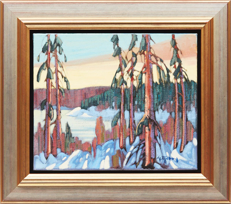 Gaston Rebry, Sapinage en soirèe, oil on canvas - view 2