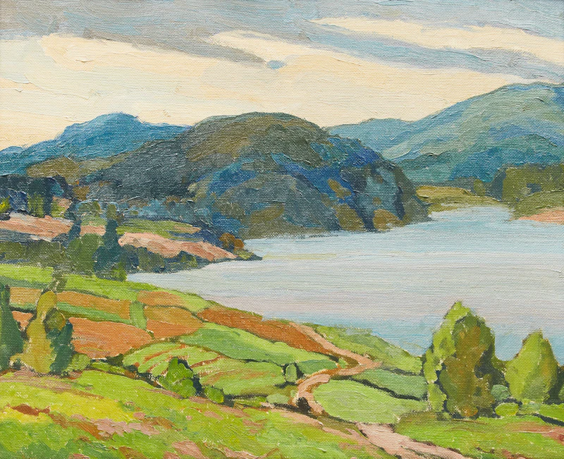 Shoreline Landscape with Mountains by George Henry Griffin