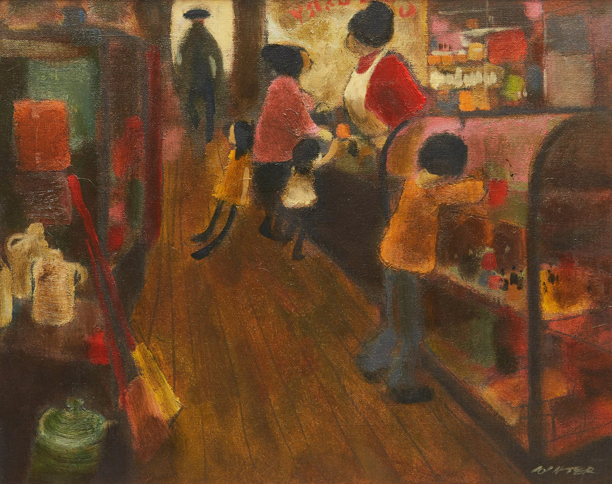 William Arthur Winter, Country Store, oil on canvas board