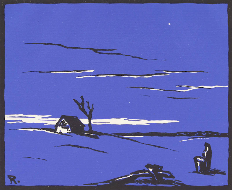 Rodolphe Duguay, Au crépuscle , woodcut print
