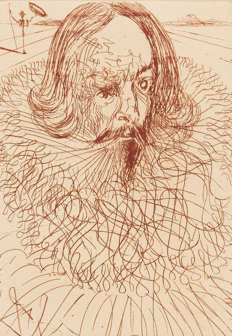 Salvador Dalí, Hommage to Cervantes, etching