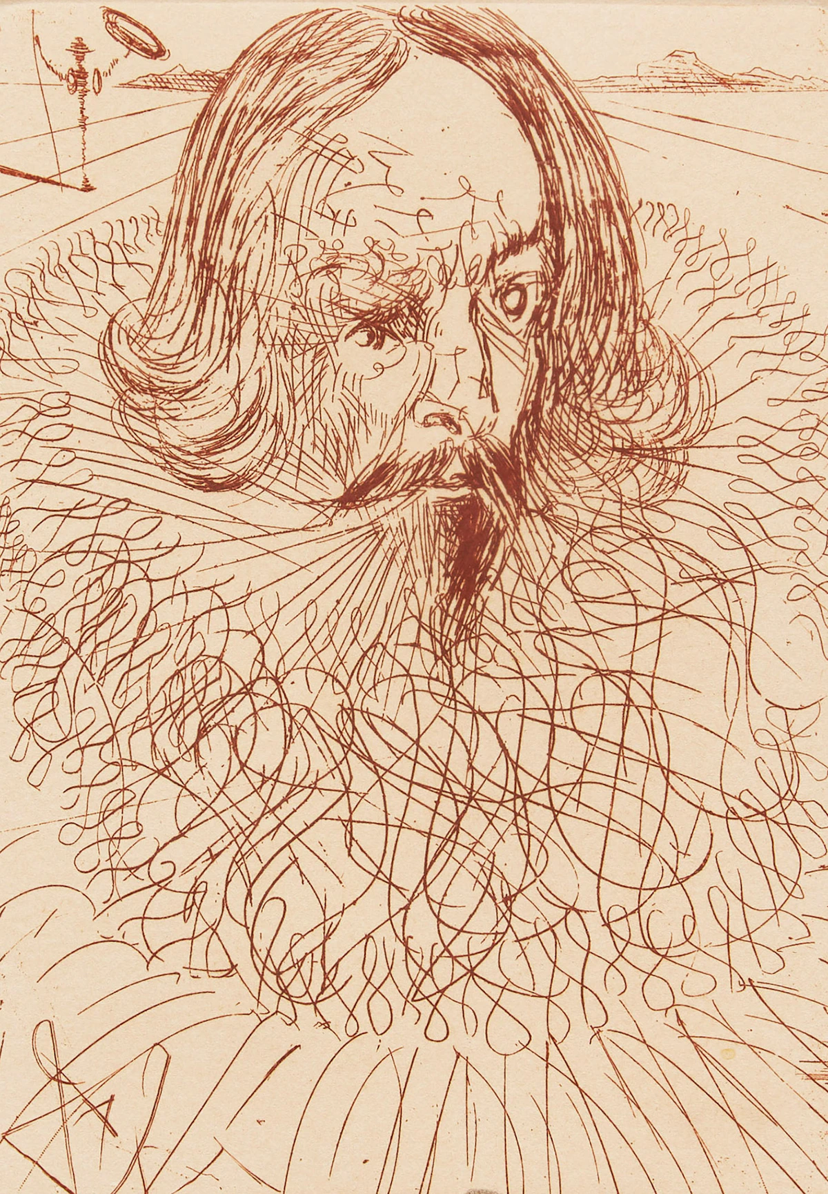 Salvador Dalí, Hommage to Cervantes, etching