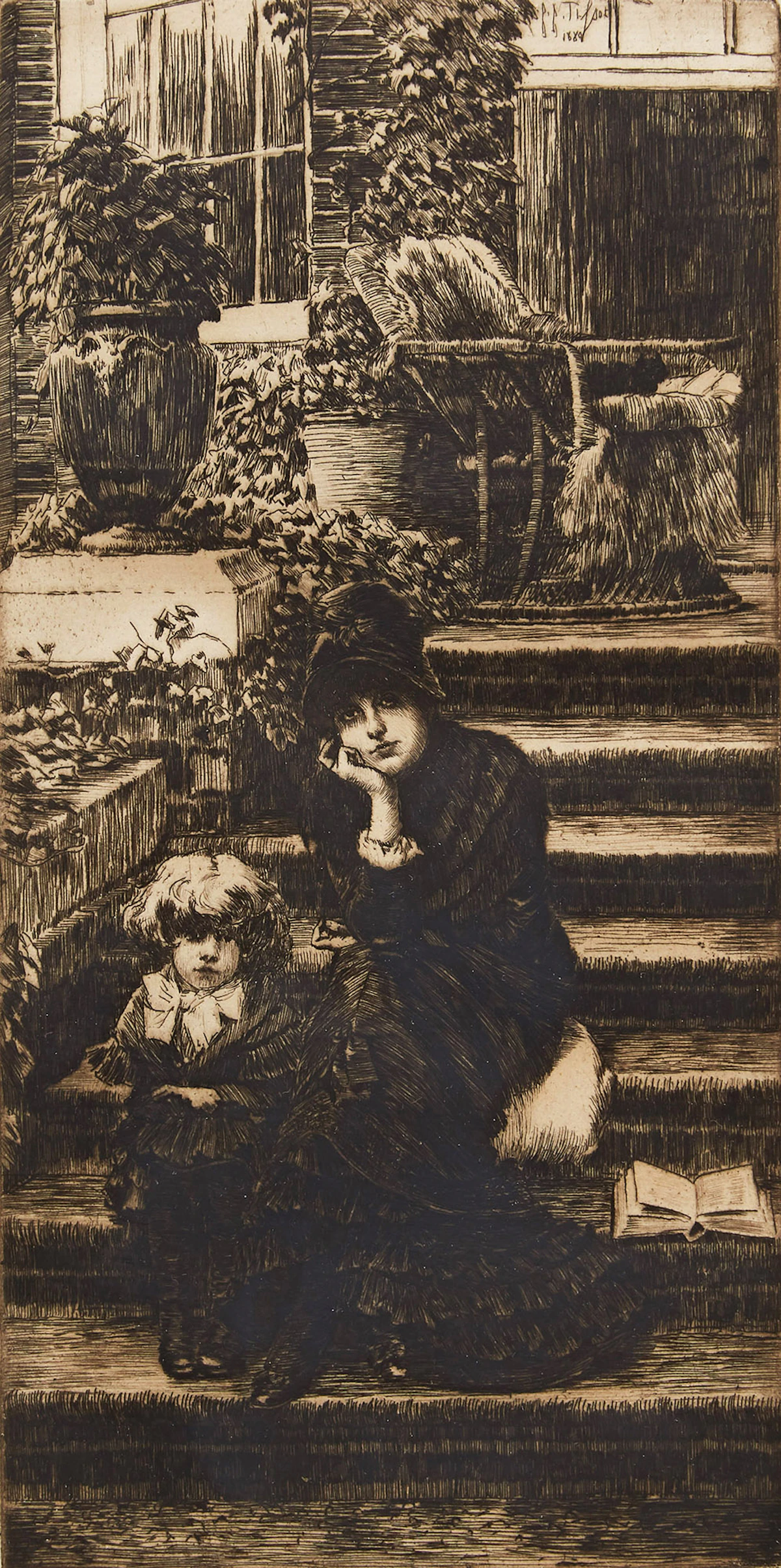 James Jacques Joseph Tissot, Reverie, etching, 1889