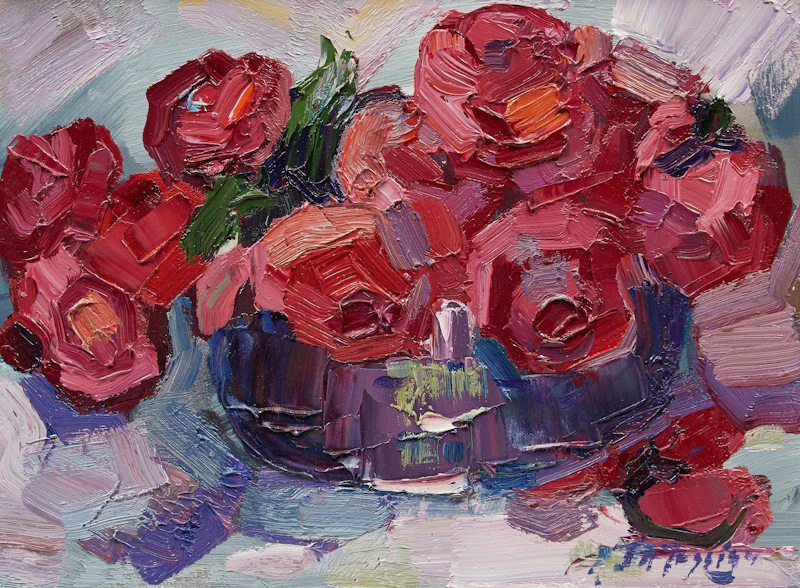 Armand Tatossian, Still Life with Roses, oil on canvas