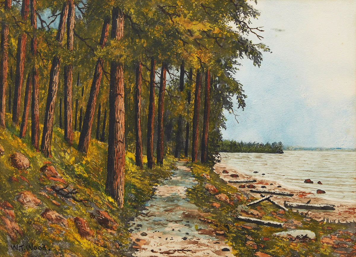 W.T. Wood, Shoreline Landscape, watercolour