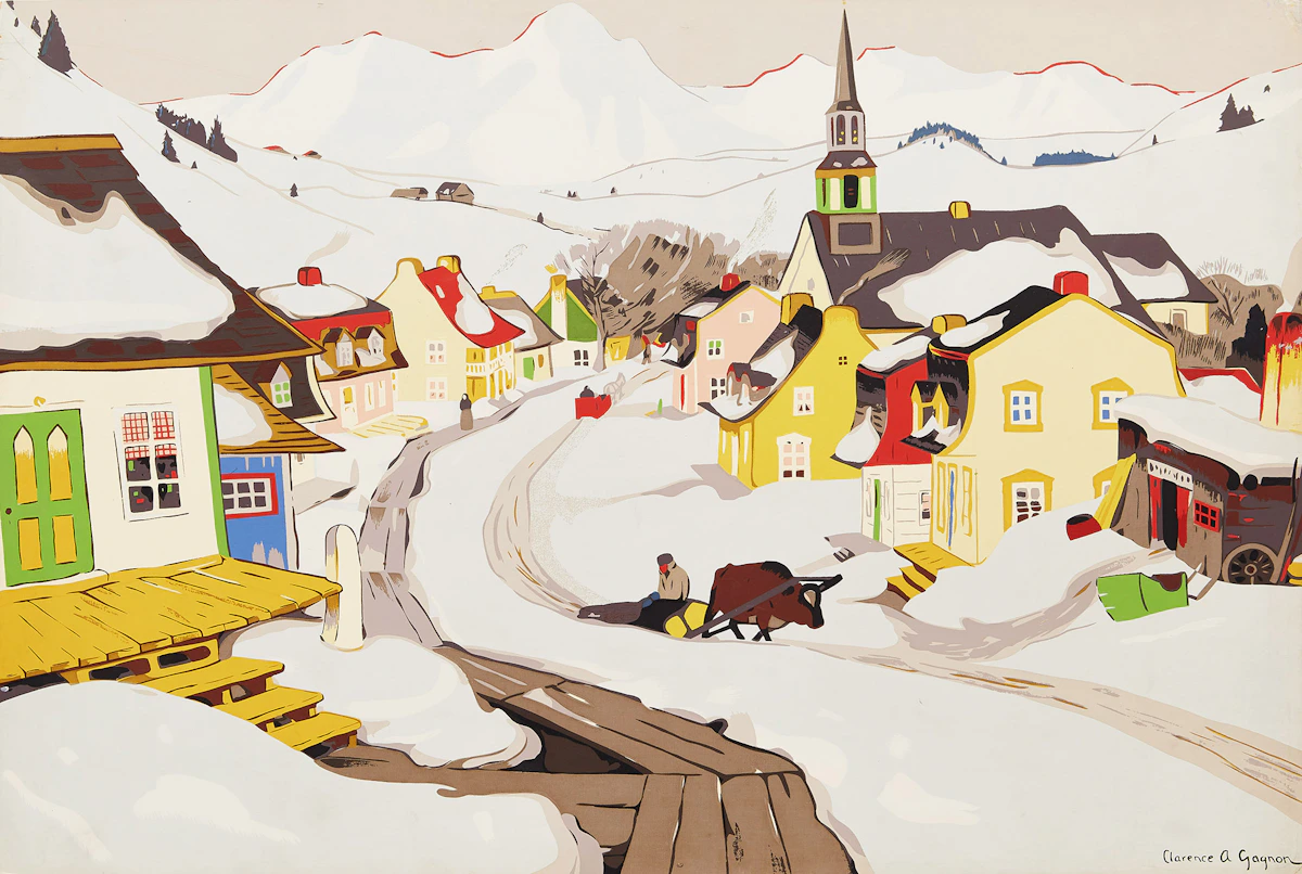 Clarence Alphonse Gagnon, Village in the Laurentians , sampson-matthews silkscreen