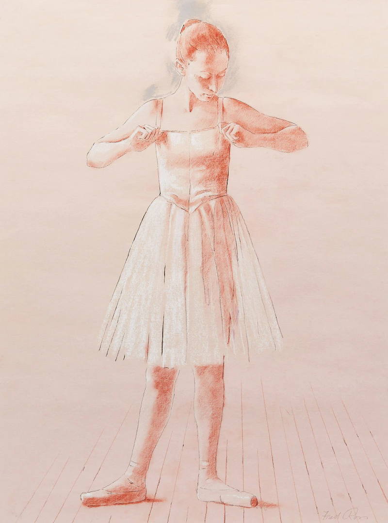 Fred Ross, Dancer Standing , pastel and ink