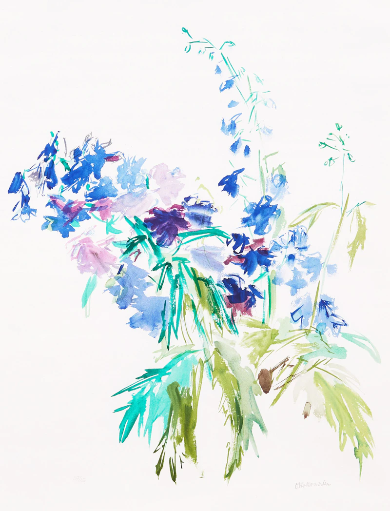 Oskar Kokoschka, Delphinium, colour lithograph