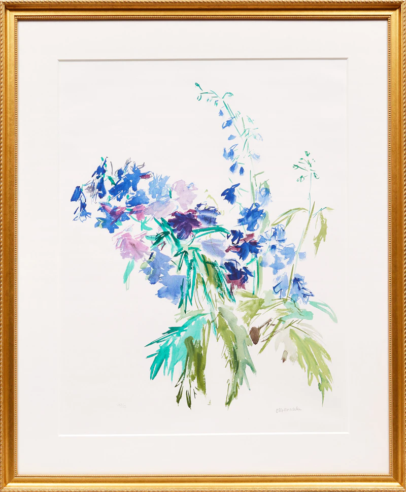 Oskar Kokoschka, Delphinium, colour lithograph - view 2