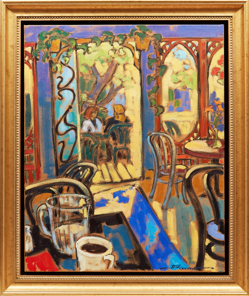 Jeannette Perreault, Porte ouverte sur la terrasse, oil on canvas, 1996 - view 2