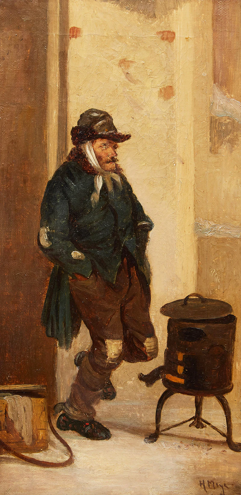 H.  Moya, The Chestnut Vendor, oil on board - view 1