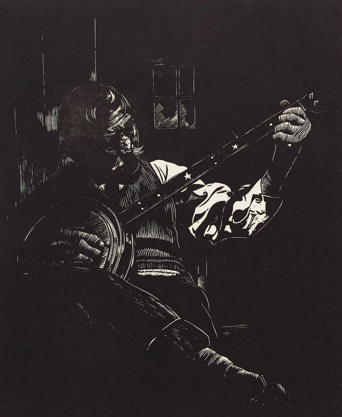 Leonard Hutchinson, Plenty o’ Nothin’; Black Worker, two woodblock prints