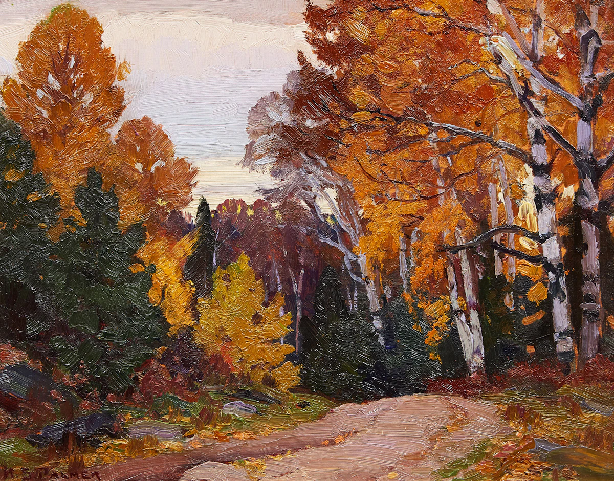 Herbert Sidney Palmer, A Woodland Road near Twelve Mile Lake, oil on board