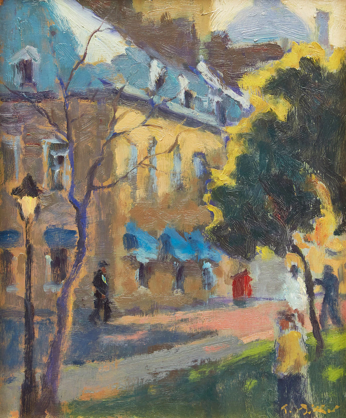 Antoine Bittar, Vers 7 heures , oil on board, 1990