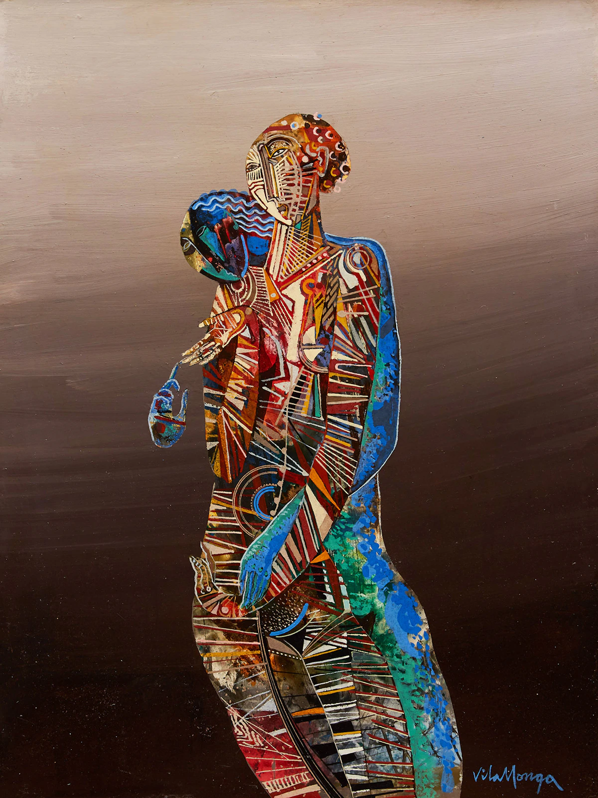 Jesus Carlos De Vilallonga, Untitled (Two Figures), oil on board