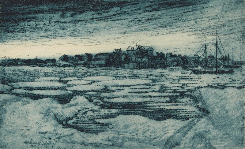 David Lloyd Blackwood, Wesleyville, colour etching and aquatint