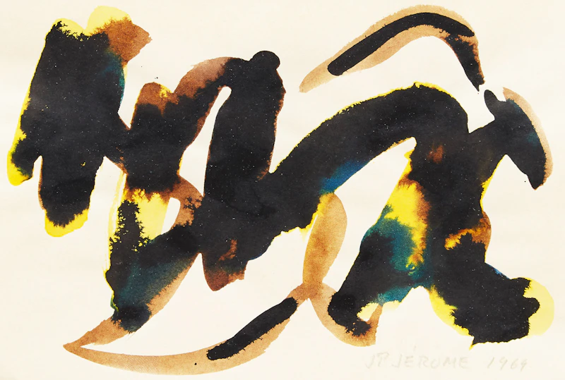 Jean-Paul Jérôme, Taches d’encre (yellow), ink on paper, 1969 - view 1