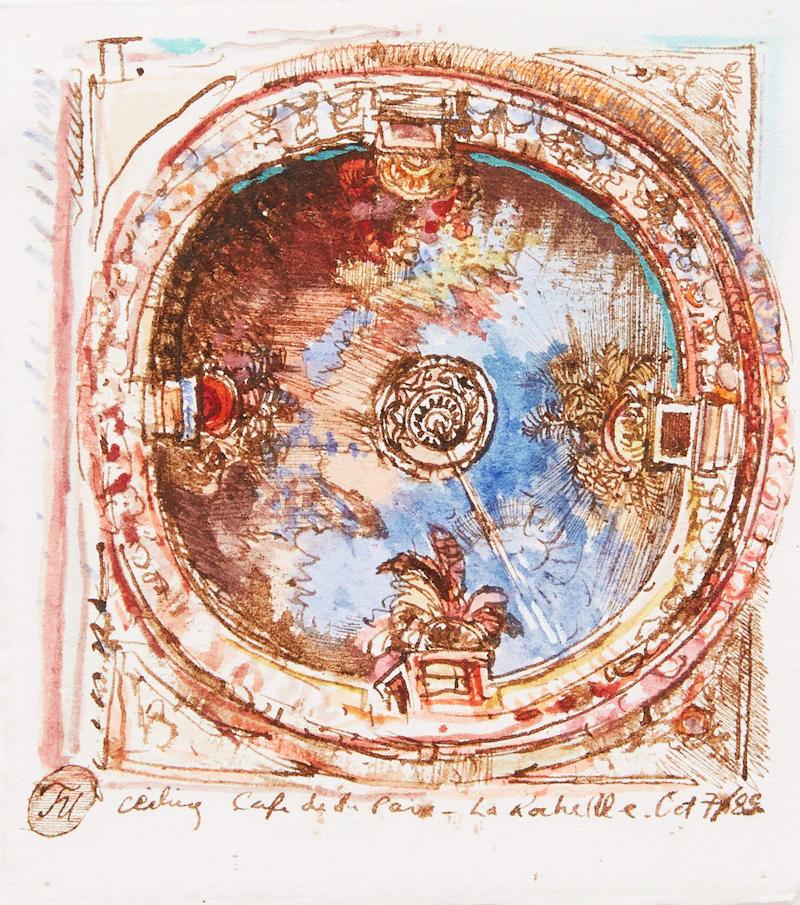 Tony Urquhart, Orbiting Oranges; Ceiling, Cafe de la Paix II, two watercolours, 1985, 1986 - view 4