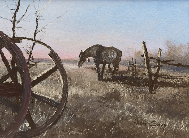Allen Sapp, Flies are Bothering the Horse, acrylic on canvas