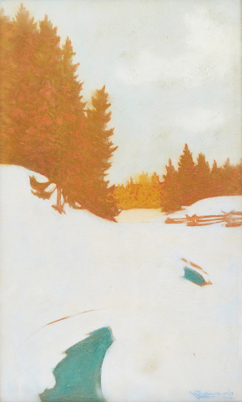 Halford A. Tygesen, Snow Scene from Banff, Alberta; Stanley Park, 1942, pair of pastels