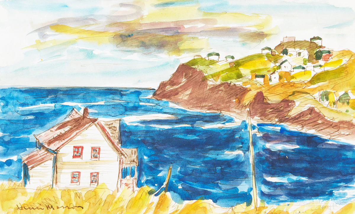 Henri Leopold Masson, Anse au Griffon, watercolour, 1978