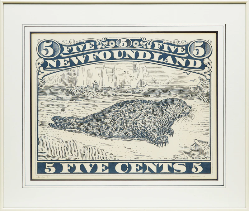 Christopher Pratt, Blue Seal (Newfoundland Five Cents), colour screenprint, 1960 - view 2
