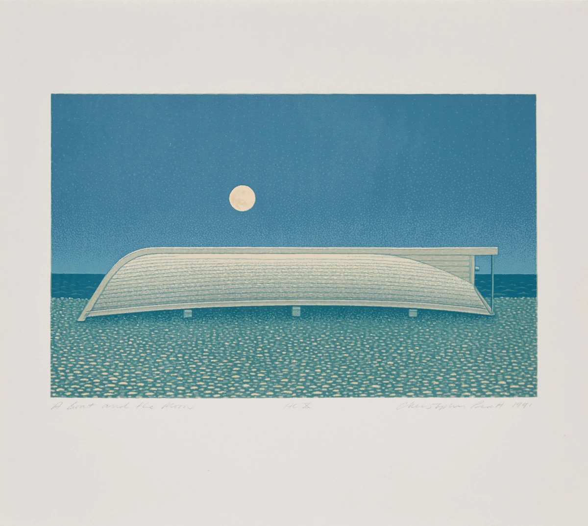 Christopher Pratt, A Boat and the Moon, colour silkscreen and book, 1991