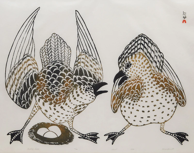 Kananginak Pootoogook, Nesting Bird, stonecut