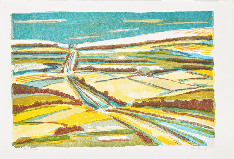 John Harold Thomas Snow, Couple; Roadway; Blue Bowl and Flowers, 3 colour prints - view 5