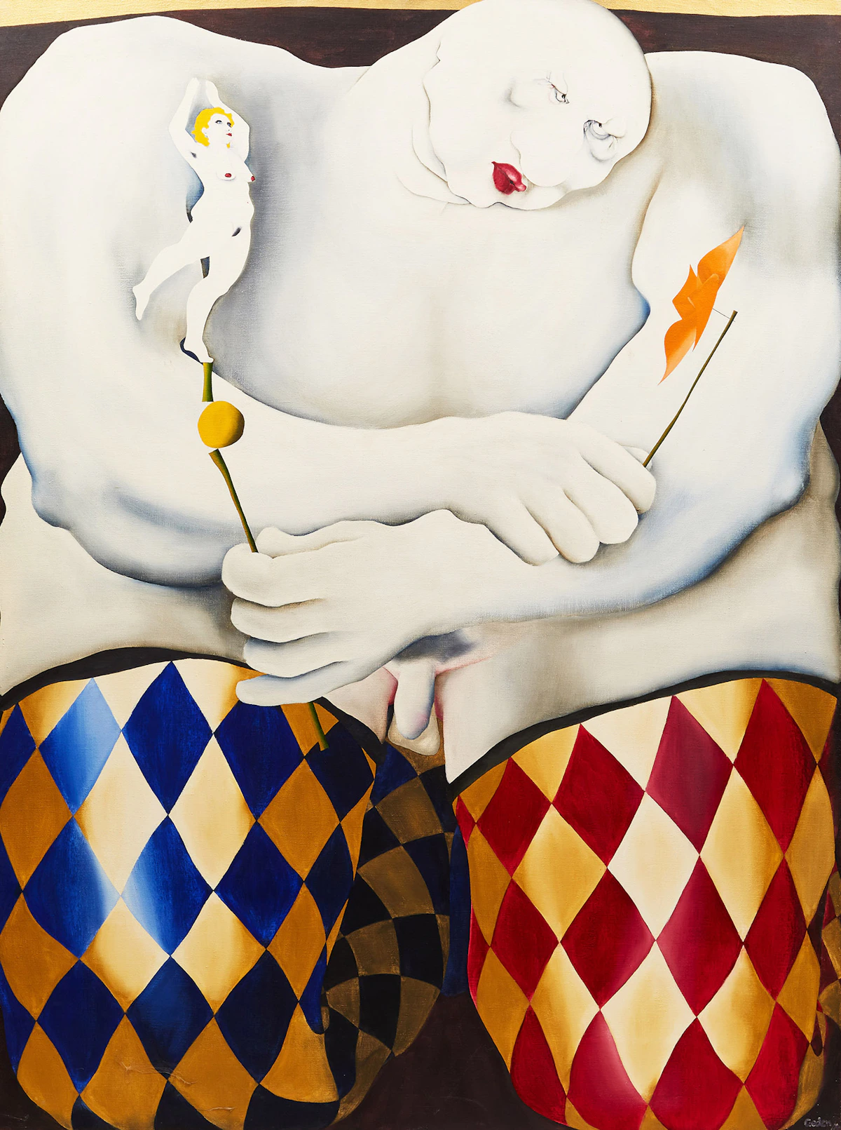 Dennis Geden, Arlequin, oil on canvas on masonite, circa 1970s