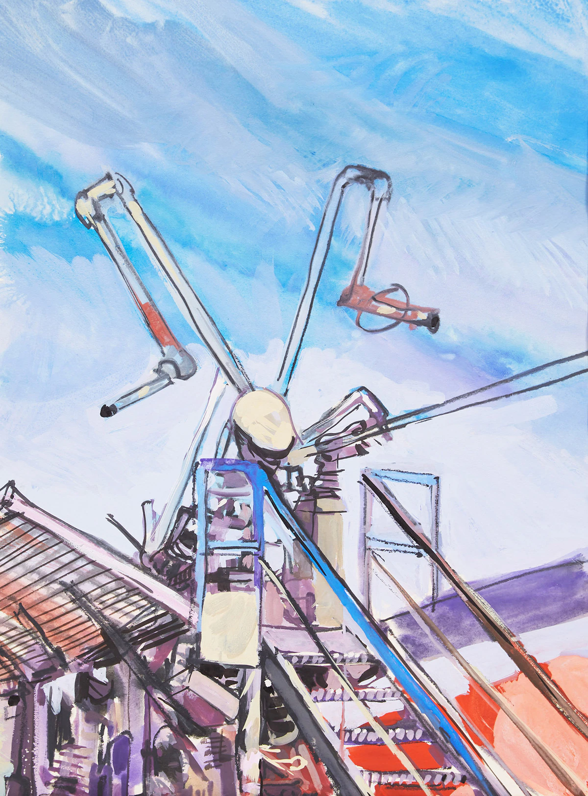 Thomas Sherlock Hodgson, Contraption, gouache on artist board
