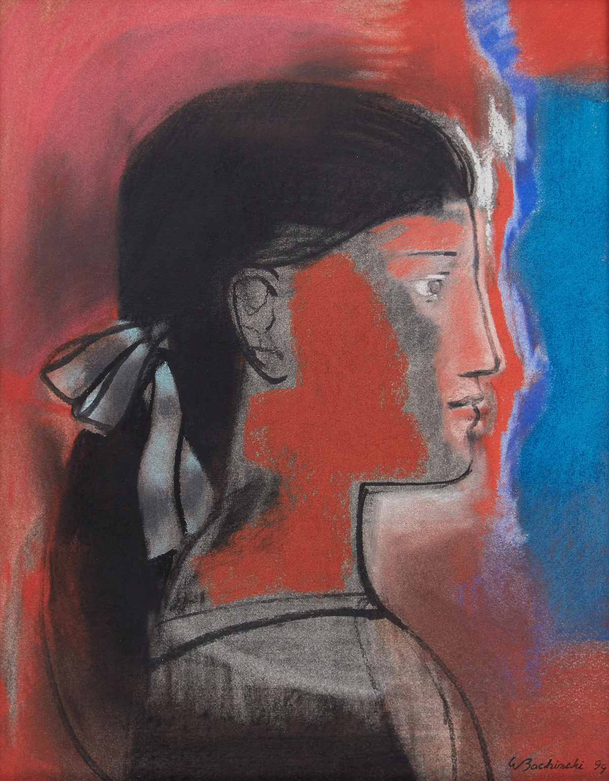 Walter Bachinski, Head of Dancer, pastel on paper, 1999